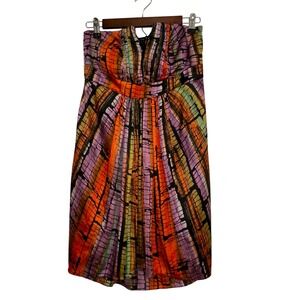 BCBGeneration Strapless Dress Womens 6 Multicolor Mini Abstract Mosaic Lined